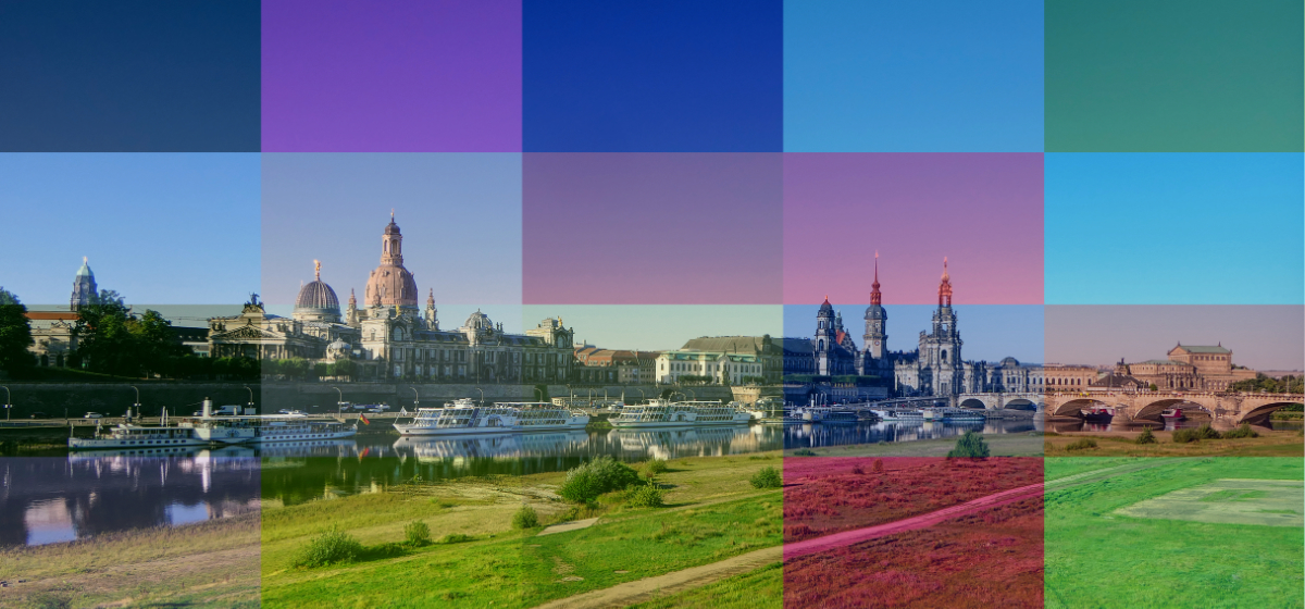 Elbpanorama von Dresden-Altstadt Sommer 2023